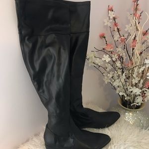 Size 7 Black Over-the-Knee Leather Boots